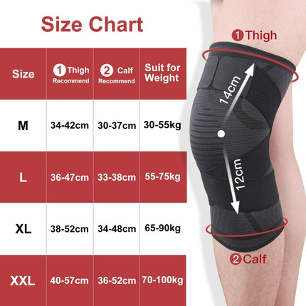 Pressurized Tape Knit Sports Knee Pad, Specification: M (Black)-garmade.com