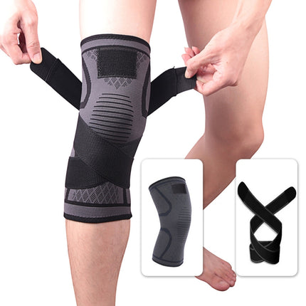 Pressurized Tape Knit Sports Knee Pad, Specification: L (Black)-garmade.com