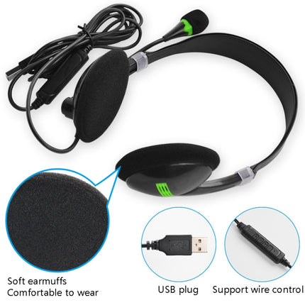 USB440 Universal USB Computer Cable Head Wearable Electricity Music Voice Headphones(Black Bare Metal)-garmade.com