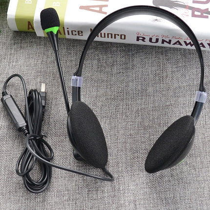 USB440 Universal USB Computer Cable Head Wearable Electricity Music Voice Headphones(Black Bare Metal)-garmade.com