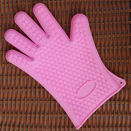 2 PCS Silicone Insulation Baking Oven Microwave Dish Clip Gloves, Colour: Pink-garmade.com