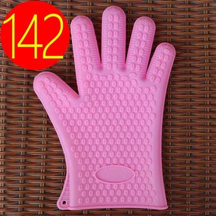 2 PCS Silicone Insulation Baking Oven Microwave Dish Clip Gloves, Colour: Pink-garmade.com
