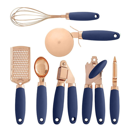 BXGN7-01 7 in 1 Household Kitchen Gadgets Set, Style: Leather Box(Blue)-garmade.com