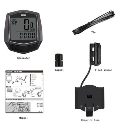 SUNDING SD-581 Bicycle Wired Code Meter Speedometer Odometer(English Display)-garmade.com