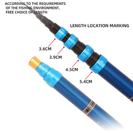 Carbon Short Section Fishing Rod Short Section Positioning Handle Rod, Length: 3.6m(Blue)-garmade.com