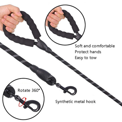Pet Supplies Reflective Dog Pull Rope, Size: Length 150cm Thick 1.2cm(Black)-garmade.com