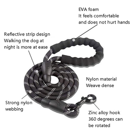 Pet Supplies Reflective Dog Pull Rope, Size: Long 150cm Thick 0.8cm(Black)-garmade.com
