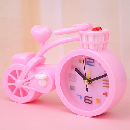 2 PCS Bicycle-shaped Desktop Alarm Clock Student Gifts(Light Pink)-garmade.com