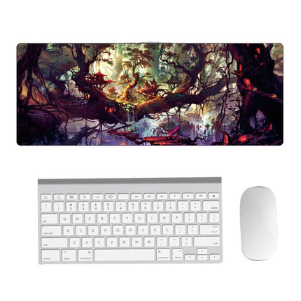 Hand-Painted Fantasy Pattern Mouse Pad, Size: 300 x 800 x 1.5mm Not Overlocked(4 Tree Scenery)-garmade.com