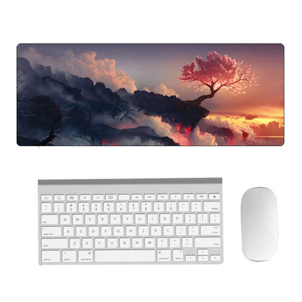 Hand-Painted Fantasy Pattern Mouse Pad, Size: 300 x 800 x 1.5mm Not Overlocked(5 Volcanic Tree)-garmade.com