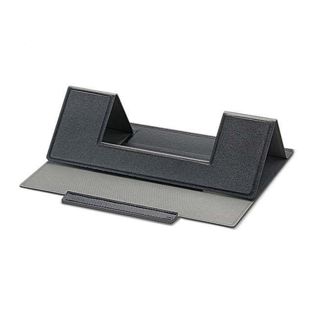 Laptop Leather Folding Stand Tablet Phone Holder(Black)-garmade.com