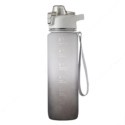 1000ml Large Capacity Gradient ColorsPlastic Sports Water Cup(Silver Gray)-garmade.com