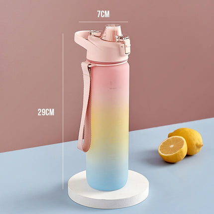 1000ml Large Capacity Gradient ColorsPlastic Sports Water Cup(Silver Gray)-garmade.com