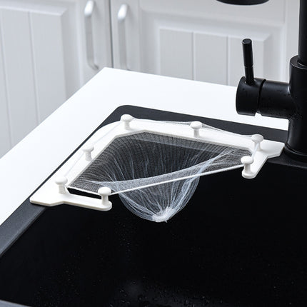 2 Sets VIB-888 Kitchen Sink Triangle Hanging Net Drain Rack(White)-garmade.com