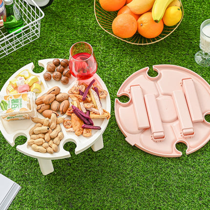Outdoor Picnic Portable Folding Wine Table(Pink)-garmade.com