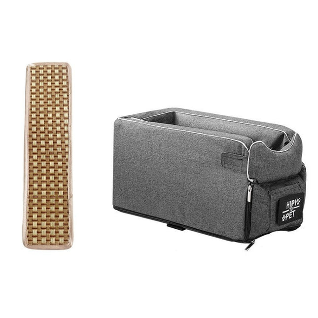 Car Central Control Seat Pet Portable Bed Pad, Colour: Square Gray+Summer Mat(42x20x22cm)-garmade.com