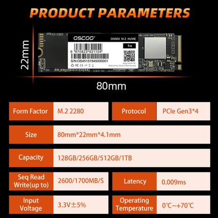 OSCOO ON900 PCIe NVME SSD Solid State Drive, Capacity: 128GB-garmade.com