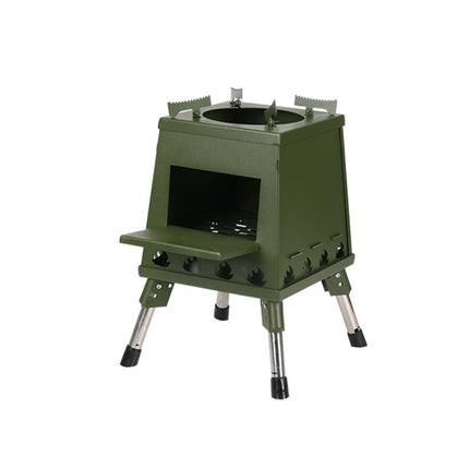 Outdoor Camping Folding Portable Barbecue Wood Stove, Size: Small (Green)-garmade.com