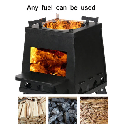 Outdoor Camping Folding Portable Barbecue Wood Stove, Size: Small (Green)-garmade.com