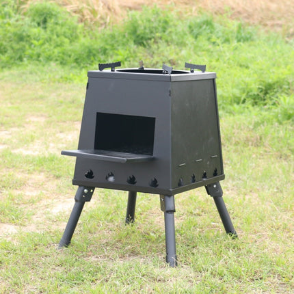 Outdoor Camping Folding Portable Barbecue Wood Stove, Size: Small (Green)-garmade.com
