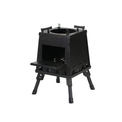 Outdoor Camping Folding Portable Barbecue Wood Stove, Size: Small (Black)-garmade.com