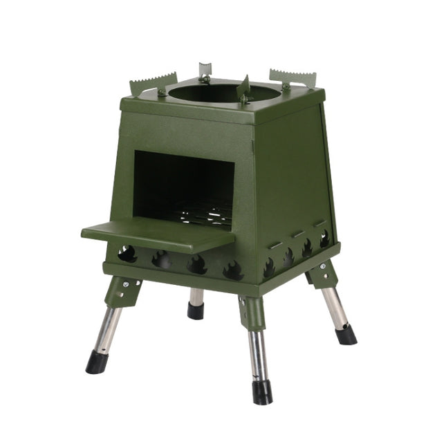 Outdoor Camping Folding Portable Barbecue Wood Stove, Size: Large (Green)-garmade.com