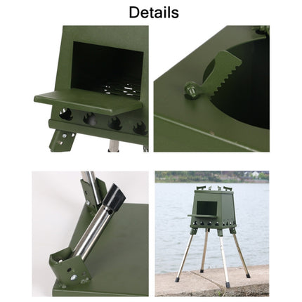 Outdoor Camping Folding Portable Barbecue Wood Stove, Size: Large (Green)-garmade.com
