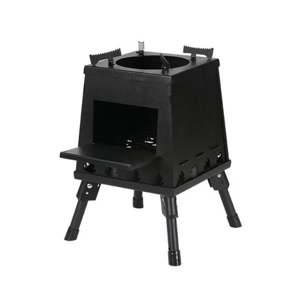 Outdoor Camping Folding Portable Barbecue Wood Stove, Size: Large (Black)-garmade.com