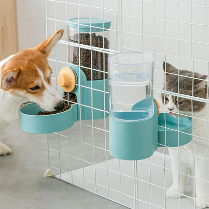 Cat Automatic Hanging Cage Feeder, Style: Drinking Water+Feeder (Flower Green)-garmade.com