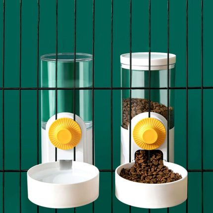 Cat Automatic Hanging Cage Feeder, Style: Drinking Water+Feeder (White)-garmade.com