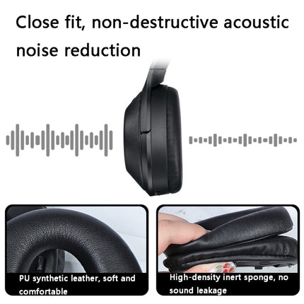 2 PCS Leather Headset Earmuffs for Sony 1000XM4 Black with Snap-garmade.com