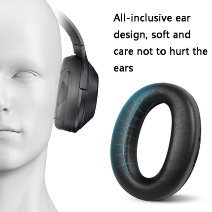 2 PCS Leather Headset Earmuffs for Sony 1000XM4 Black Protein Skin No Snap-garmade.com