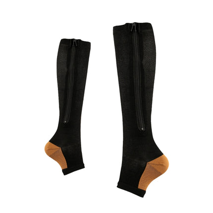 Sports Pressure Socks Compressed Brake Zipper Socks, Size: S/M(Bronze Black)-garmade.com