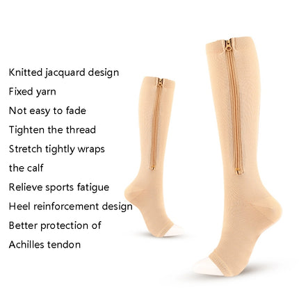 Sports Pressure Socks Compressed Brake Zipper Socks, Size: S/M(Skin Color)-garmade.com