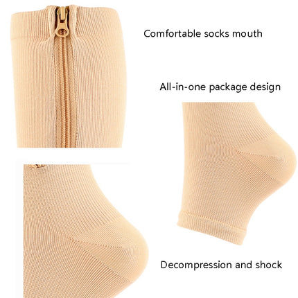 Sports Pressure Socks Compressed Brake Zipper Socks, Size: S/M(Copper Skin Color)-garmade.com
