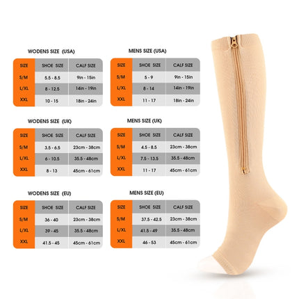 Sports Pressure Socks Compressed Brake Zipper Socks, Size: S/M(Copper Skin Color)-garmade.com