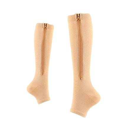 Sports Pressure Socks Compressed Brake Zipper Socks, Size: L/XL(Skin Color)-garmade.com