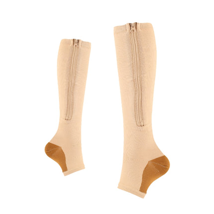 Sports Pressure Socks Compressed Brake Zipper Socks, Size: L/XL(Copper Skin Color)-garmade.com
