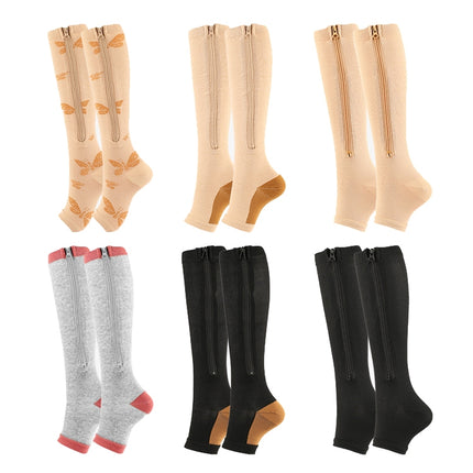 Sports Pressure Socks Compressed Brake Zipper Socks, Size: XXL(Skin Color)-garmade.com