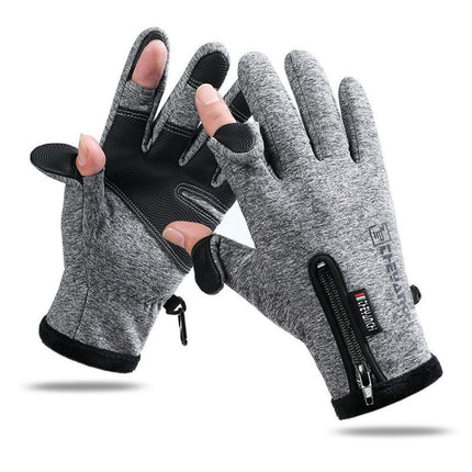 Outdoor Sports Riding Warm Gloves Touch Screen Fingerless Fishing Gloves, Size: M(Grey)-garmade.com