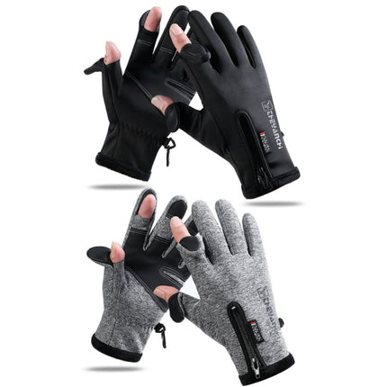 Outdoor Sports Riding Warm Gloves Touch Screen Fingerless Fishing Gloves, Size: M(Black)-garmade.com