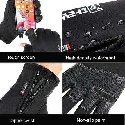 Outdoor Sports Riding Warm Gloves Touch Screen Fingerless Fishing Gloves, Size: M(Black)-garmade.com