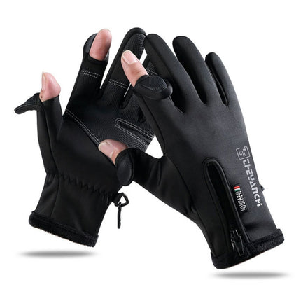 Outdoor Sports Riding Warm Gloves Touch Screen Fingerless Fishing Gloves, Size: XL(Black)-garmade.com