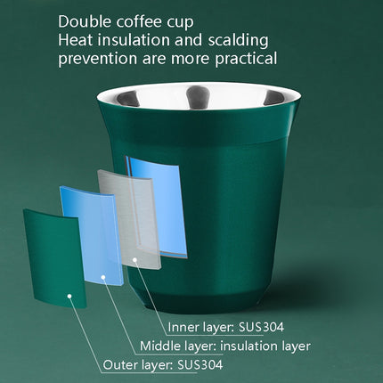 304 Stainless Steel Coffee Capsule Cup Double Insulation Coffee Cup, Style: Small Single Cup-garmade.com