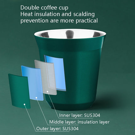 304 Stainless Steel Coffee Capsule Cup Double Insulation Coffee Cup, Style: Large Single Cup-garmade.com