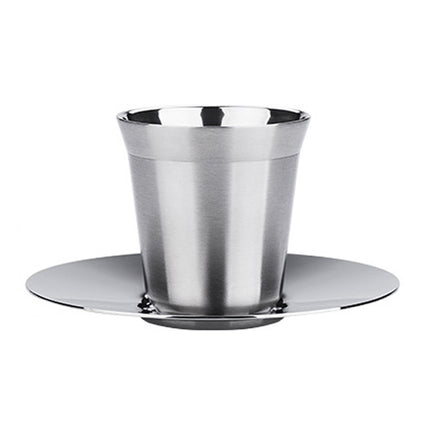 304 Stainless Steel Coffee Capsule Cup Double Insulation Coffee Cup, Style: Small Coffee Cup+Dish-garmade.com