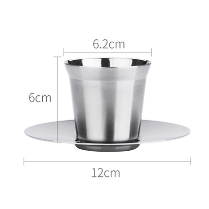 304 Stainless Steel Coffee Capsule Cup Double Insulation Coffee Cup, Style: Small Coffee Cup+Dish-garmade.com