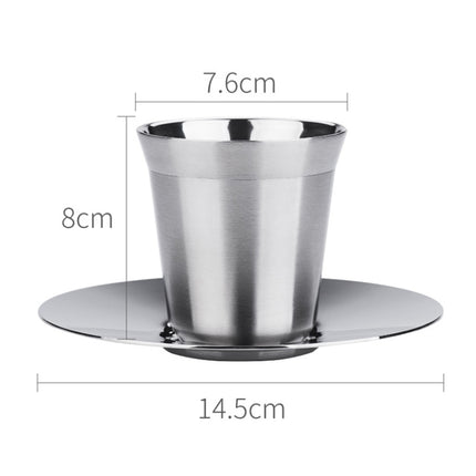 304 Stainless Steel Coffee Capsule Cup Double Insulation Coffee Cup, Style: Large Coffee Cup+Dish-garmade.com