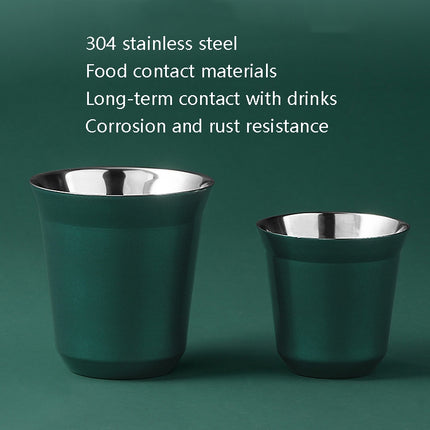 304 Stainless Steel Coffee Capsule Cup Double Insulation Coffee Cup, Style: Large Green-garmade.com