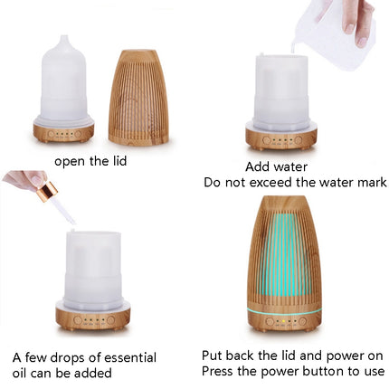 STB-103 Atmosphere Colorful Light Humidifier Aroma Diffuser(Deep Wooden Grain)-garmade.com